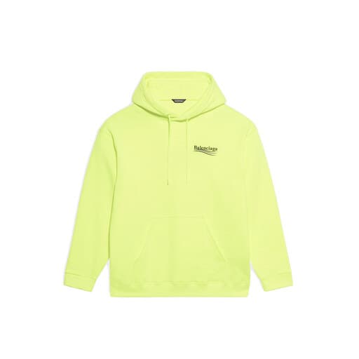 Balenciaga Political Campaign Medium Fit Hoodie Fluo Yellow (FW21)