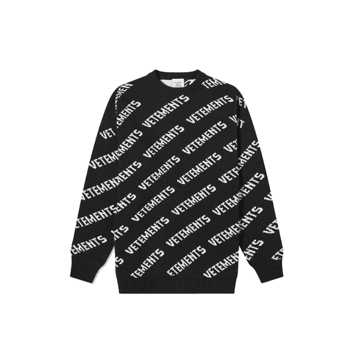 Vetements Allover Logo Knitwear Black White