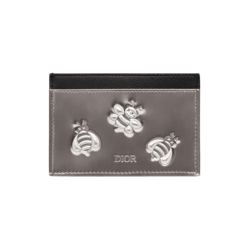 Luxury x Kaws Card Holder Calfskin Bee Print Silver Black (SS19)