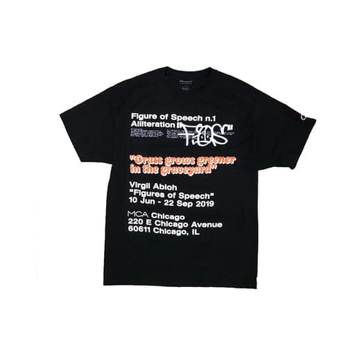 Virgil Abloh x MCA Figures of Speech Grass Graveyard (Blue Text) T-Shirt Tee Black (2019)