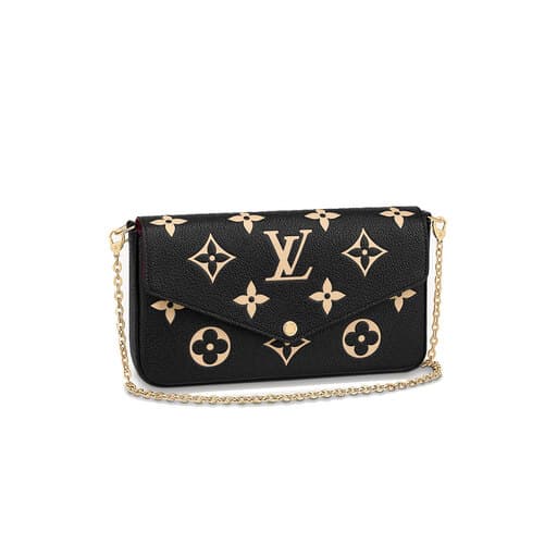 Luxury Louis Vuitton Felicie Pochette Bicolor Monogram Empreinte Leather Black