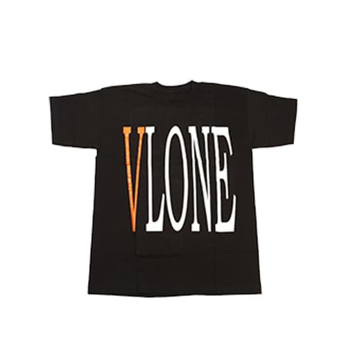 Vlone Logo T-Shirt Tee Black V-Orange