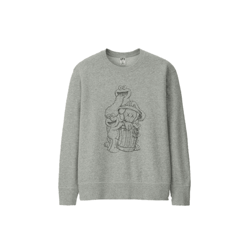Brands Other x Uniqlo x Sesame Street Companion Trash Can Outline Sweatshirt Gray (FW18)
