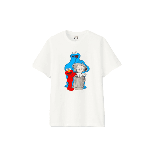 Kaws x Uniqlo x Sesame Street Companion Trash Can Tee White (SS18)