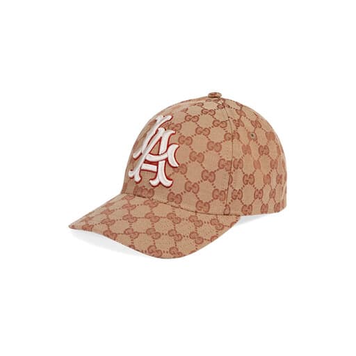 Luxury Gucci LA Lakers GG Allover Cap Beige