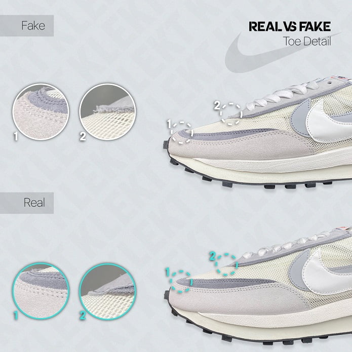 KLEKT Real vs Fake Sacai x Nike LDWaffle Toe