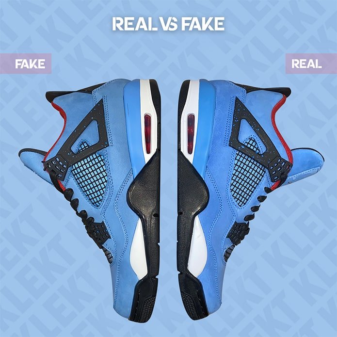 KLEKT Real vs Fake Travis Scott x Air Jordan 4 Reveal