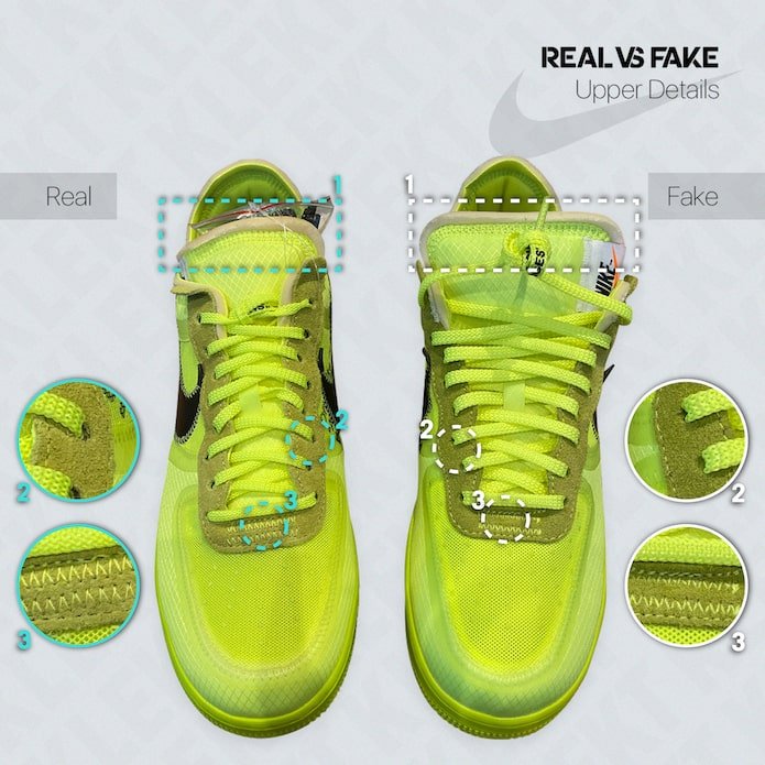 How To Spot Fake Off White Air Force 1 Low Nike Volt – LegitGrails