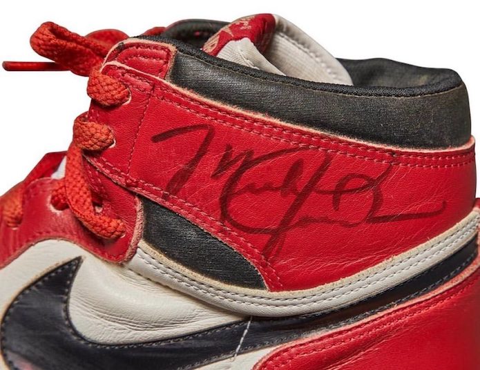 Air Jordan 1 Chicago Game Worn Autographed by Michael Jordan Sold for 560000 2