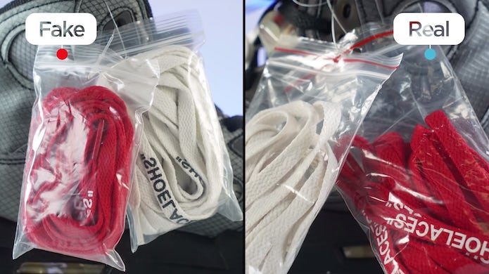 KLEKT Real vs Fake Off White x Air Jordan 5 Muslin Spare Laces