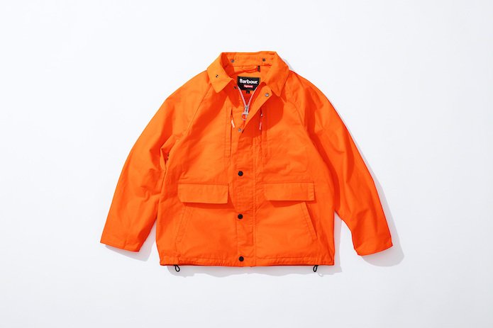 Supreme x Barbour ligero encerado algodón campo chaqueta naranja
