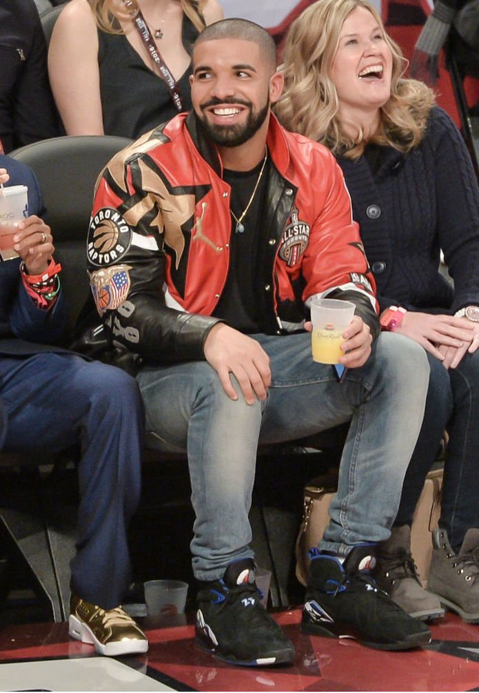 Drake Wearing the OVO x Air Jordan 8 Kentucky Madness